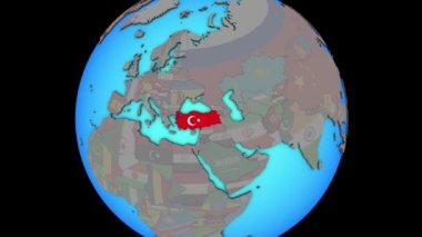 3d haritada bayraklı Türkiye