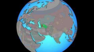 3d haritada bayraklı Türkmenistan