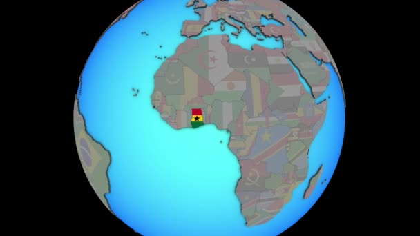 Ghana con bandiera sulla mappa 3D — Video Stock