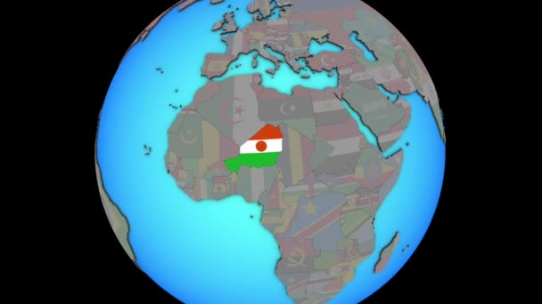 Niger avec drapeau sur carte 3D — Video