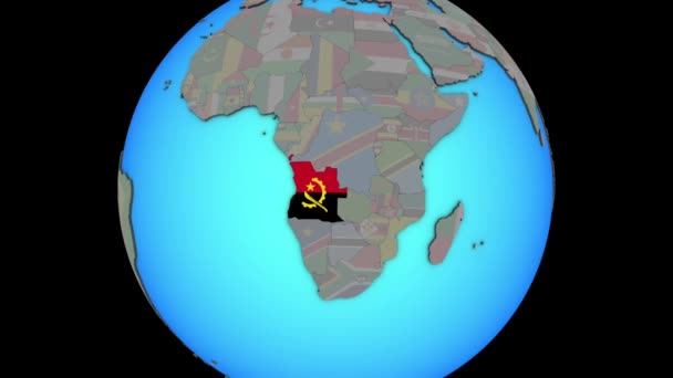 Angola met vlag op 3D-kaart — Stockvideo