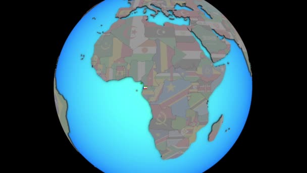 Egyenlítői-Guinea a zászló a 3D térképen — Stock videók