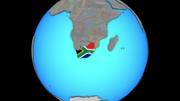 Afrique du Sud avec drapeau sur la carte 3D — Video