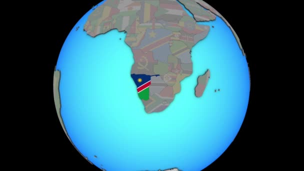 Namibia z flagą na mapie 3D — Wideo stockowe