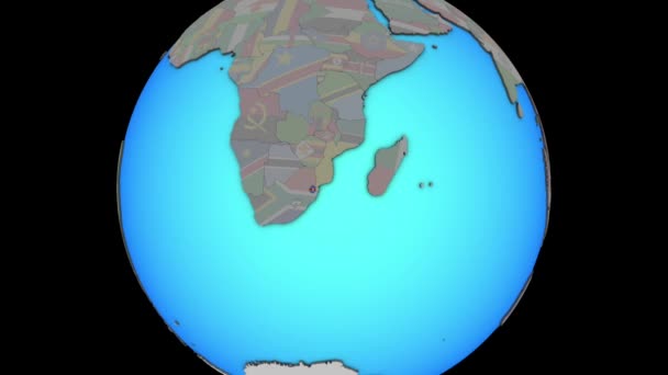 Eswatini met vlag op 3D-kaart — Stockvideo