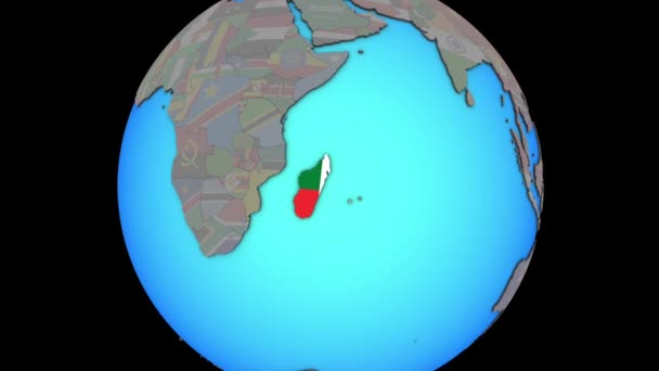 3D지도에 플래그와 마다가스카르 — 비디오