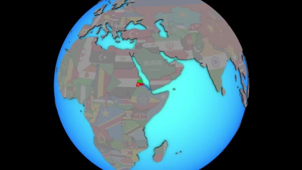 Eritrea mit Fahne auf 3D-Karte — Stockvideo