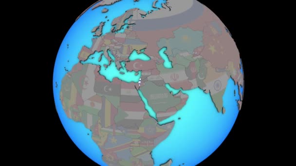 Израиль с флагом на 3D карте — стоковое видео