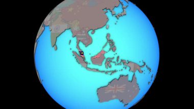 3d haritaüzerinde bayrak ile Malezya