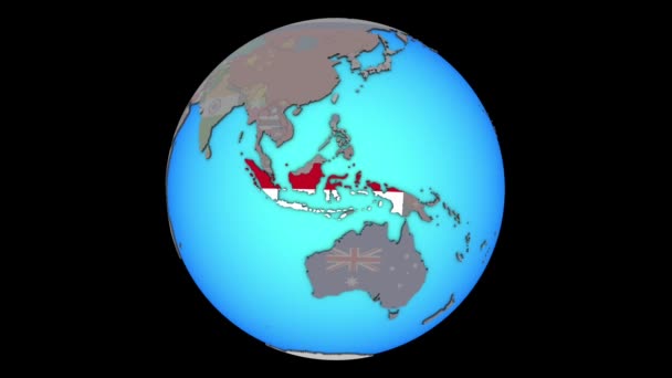 Indonésia com bandeira no mapa 3D — Vídeo de Stock