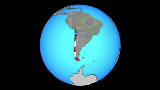 Chile com bandeira no mapa 3D — Vídeo de Stock