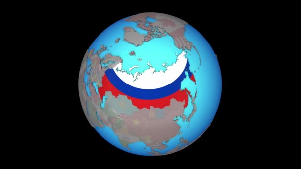 Rússia com bandeira no mapa 3D — Vídeo de Stock