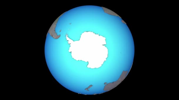 Antarktyda z flagą na mapie 3D — Wideo stockowe