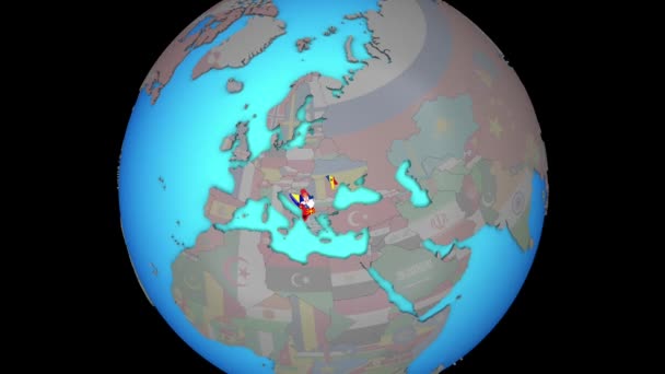 Pays ALECE avec drapeaux sur la carte 3D — Video