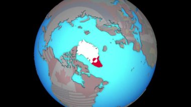 3d haritaüzerinde bayrak ile Grönland