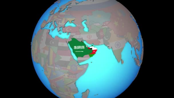 Pays CCASG avec drapeaux sur la carte 3D — Video