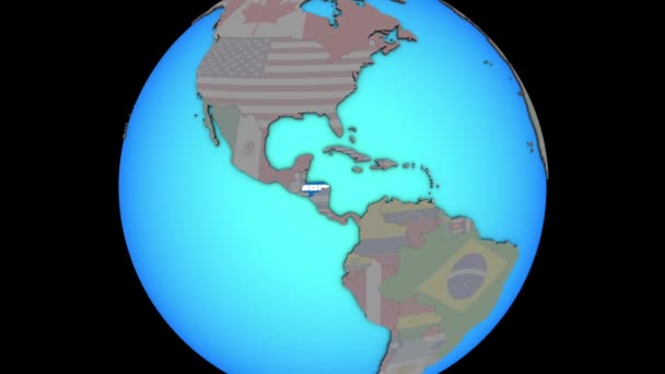 Гондурас с флагом на 3D карте — стоковое видео