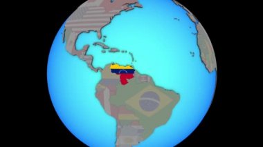 3d haritaüzerinde bayrak ile Venezuela