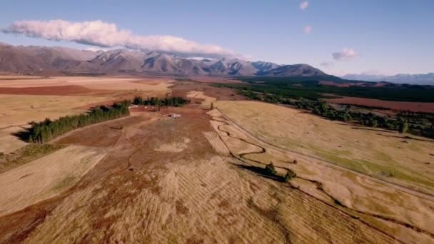 Vista aérea del campo de Nueva Zelanda — Vídeos de Stock