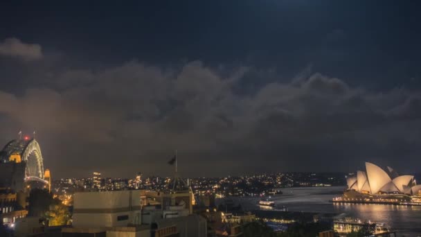 Sydney Opera House di notte timelapse — Video Stock