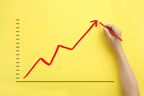 Hand Drawing Business Growth Chart Upward — Stock Photo, Image