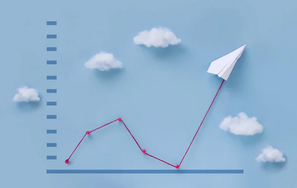 Plano Papel Conceptual Tirando Línea Del Gráfico Crecimiento Las Finanzas — Foto de Stock