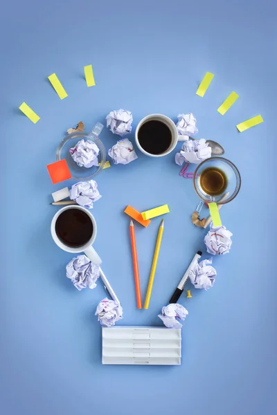 Konzeptionelles Brainstorming Eines Glühbirnen Stillebens — Stockfoto