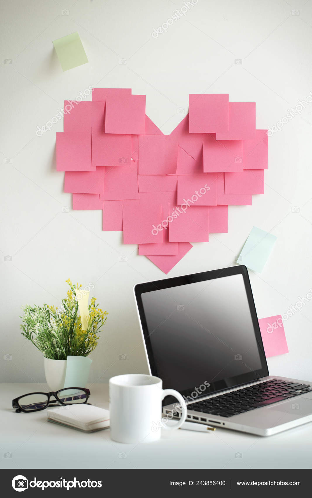Sticky Notes Form Hearts Red Pencil Stock Photo 242598811