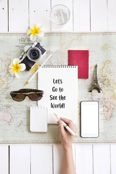 Summer Travel Vacation Concept Book Cover Written Text Let See — Stock Photo, Image