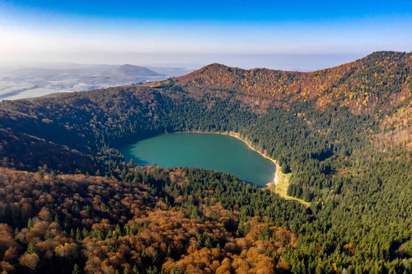 Vue Aérienne Lac Sainte Anna Tusnad Roumanie — Photo