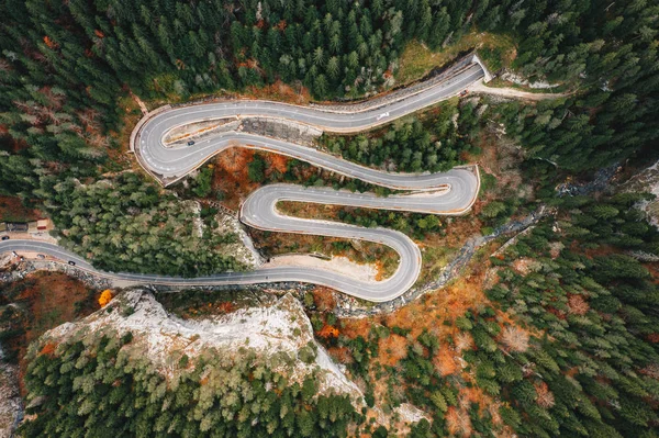 Estrada Floresta Curva Bicaz Gorge Transilvânia — Fotografia de Stock