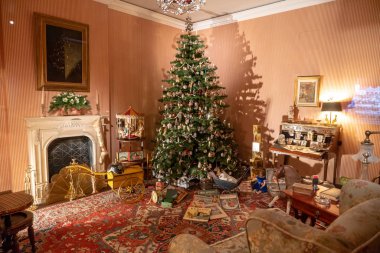 Salzburg, Avusturya - Aralık 2017: Noel oda içinde ünlü Noel Müzesi Salzburg
