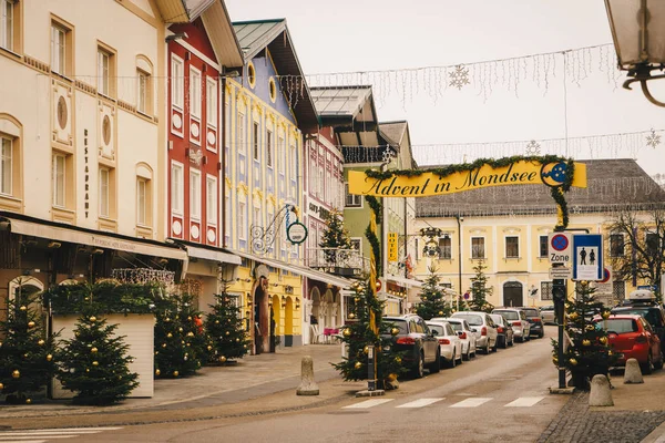 Mondsee Österreich Dezember 2017 Advent Mondsee Der Weihnachtlich Geschmückten Stadt — Stockfoto