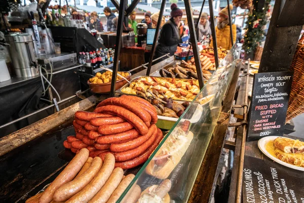 Budapest Hungría Diciembre 2017 Comida Callejera Húngara Mercado Navidad Budapest — Foto de Stock