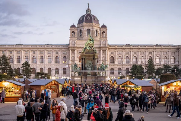 Viena Austria Diciembre 2017 Mercado Navidad Plaza Maria Theresa Wien — Foto de Stock