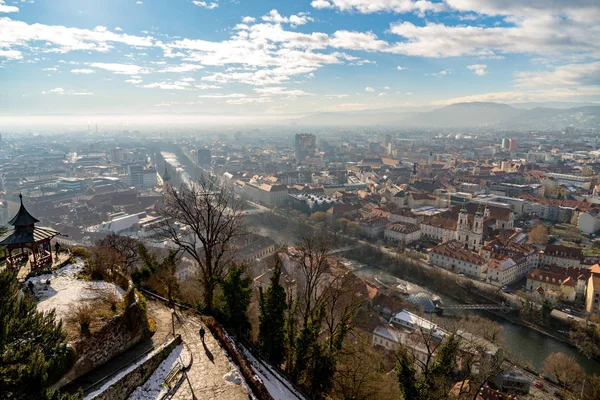 Грац Панорама Зверху Старого Міста — стокове фото