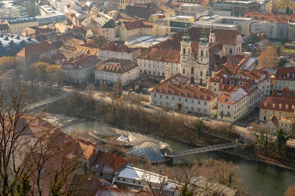 Widziana Góry Starego Miasta Mieście Graz — Zdjęcie stockowe