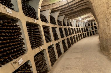 Milestii Mici, Moldova - Kasım 2018: Milestii mıcı Winery yakınındaki Kişinev, Moldova Cumhuriyeti yeraltı şarap topluluğu