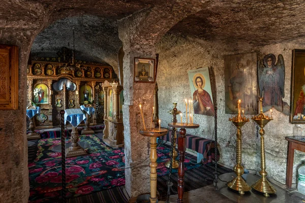 Старый Орхей Молдова Ноябрь 2018 Года Православная Церковь Высеченная Скале Стоковая Картинка