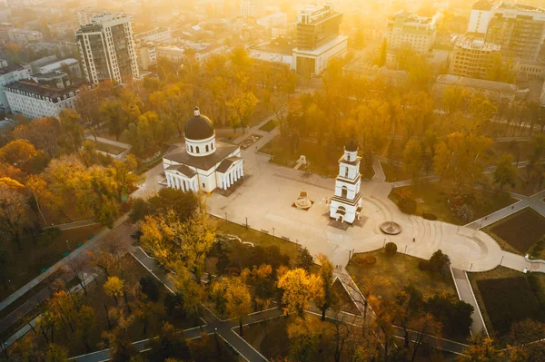 Wschód Słońca Mołdawii Kiszyniowie Parku Katedry — Zdjęcie stockowe