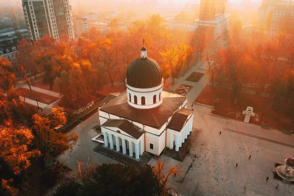 Chisinau Metropolitan Cathedral Central Park Moldova Republic Aerial View Artistic — Stock Photo, Image