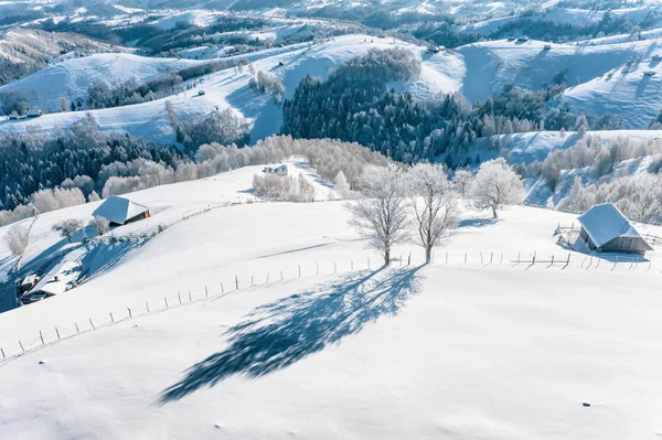 Vánoce Rumunsku Tradiční Krajiny Pokryté Sněhem — Stock fotografie