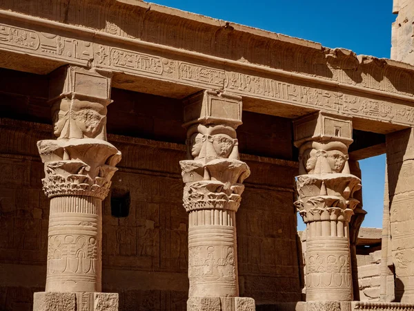 Colonnes Rocheuses Temple Philae Sur Lac Nasser Egypte — Photo