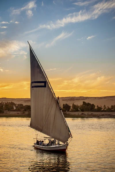Felucca Boat Traditional Way Navigation Nile River Egypt — стокове фото