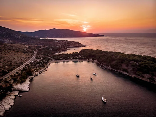 Luftaufnahme Von Thasos Griechischem Marmorstrand Hafen — Stockfoto