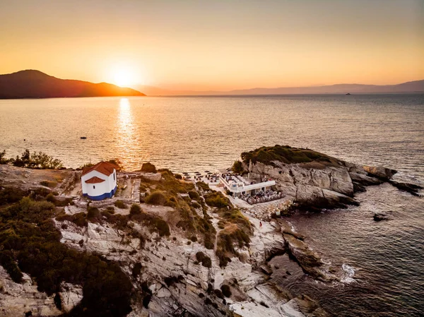 Wunderschöner Sonnenuntergang Thassos Oder Thasos Griechische Insel Der Ägäis — Stockfoto