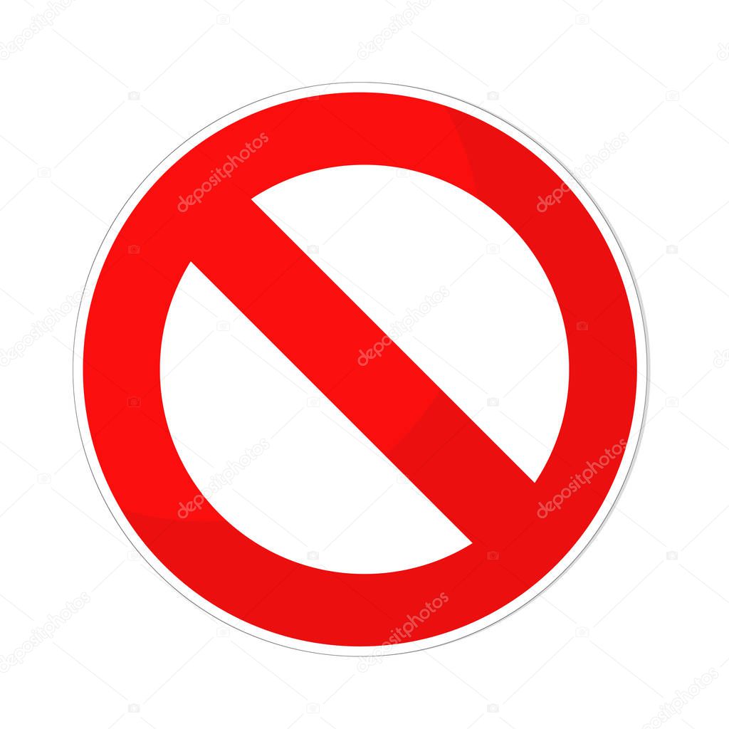 prohibited sign flat design on white, stock vector illustration