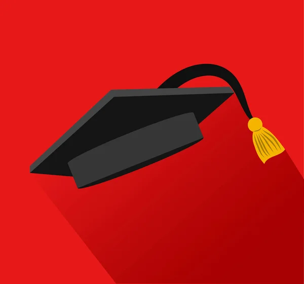 Καπάκι Αποφοίτηση Μαύρο Κορδόνι Πορτοκαλί Φόντο Πολύχρωμο Σχεδιασμό Εικονογράφηση Διάνυσμα — Διανυσματικό Αρχείο