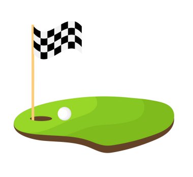 siyah ve beyaz bayrak ve beyaz topu hisse senedi vektör çizim tasarım ile delik golf