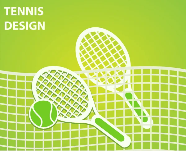 Vert Tennis Sport Design Avec Raquettes Balle Illustration Vectorielle Eps10 — Image vectorielle